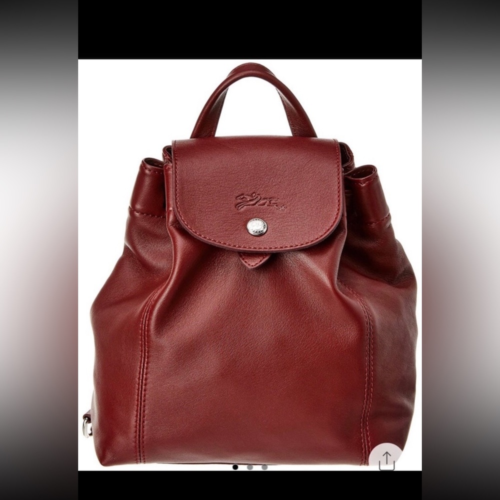 Longchamp Burgundy Le Pliage Cuir XS Leather Backpack